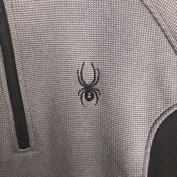 Spyder Men's Size M 1/4 Zip Sweatshirt Sweater Grey/Black Fleece Lined - Picture 2 of 9
